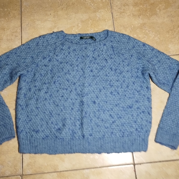 Lauren Ralph Lauren Blue Alpaca Wool Knit Sweater Top Size Large - Picture 1 of 9